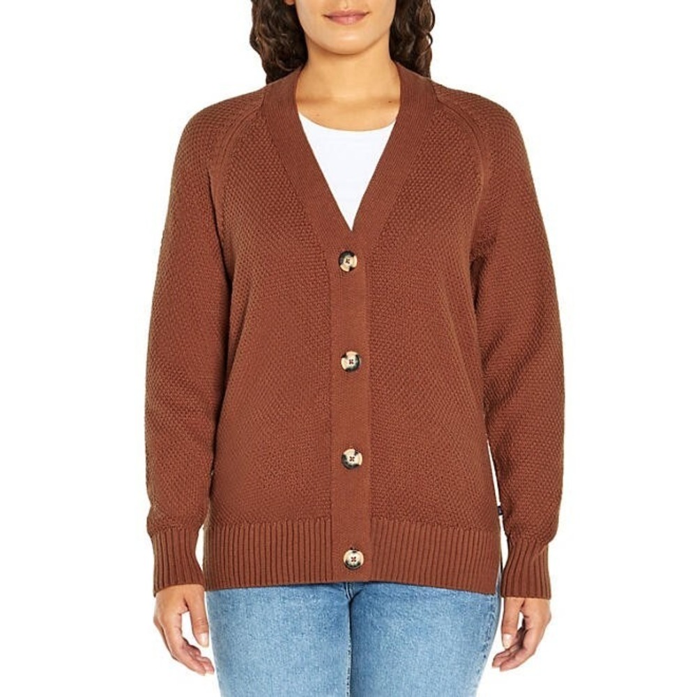 Gap Ladies Textured Cardigan Rust Brown Seed Stitch Knit Sweater XS NWT